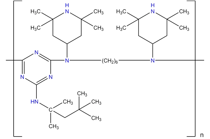 Poly[[6-[(1,1, amino) Amino]-1,3,5-triazine-2,4-diyl][(2,2,6,6-tetramethyl4-piperidinyl)imino]-1,6-hexanediyl[(2,2,6,6-tetramethyl-4-piperidinyl)imino]])