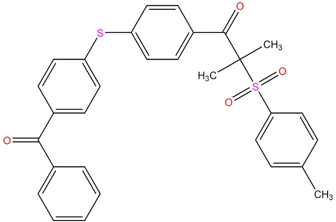 Difunctional ketosulphone Type II photointiator 1-[4-(4-benzoylphenylthio) phenyl]-2-tosyl-2-methyl-1-propanone